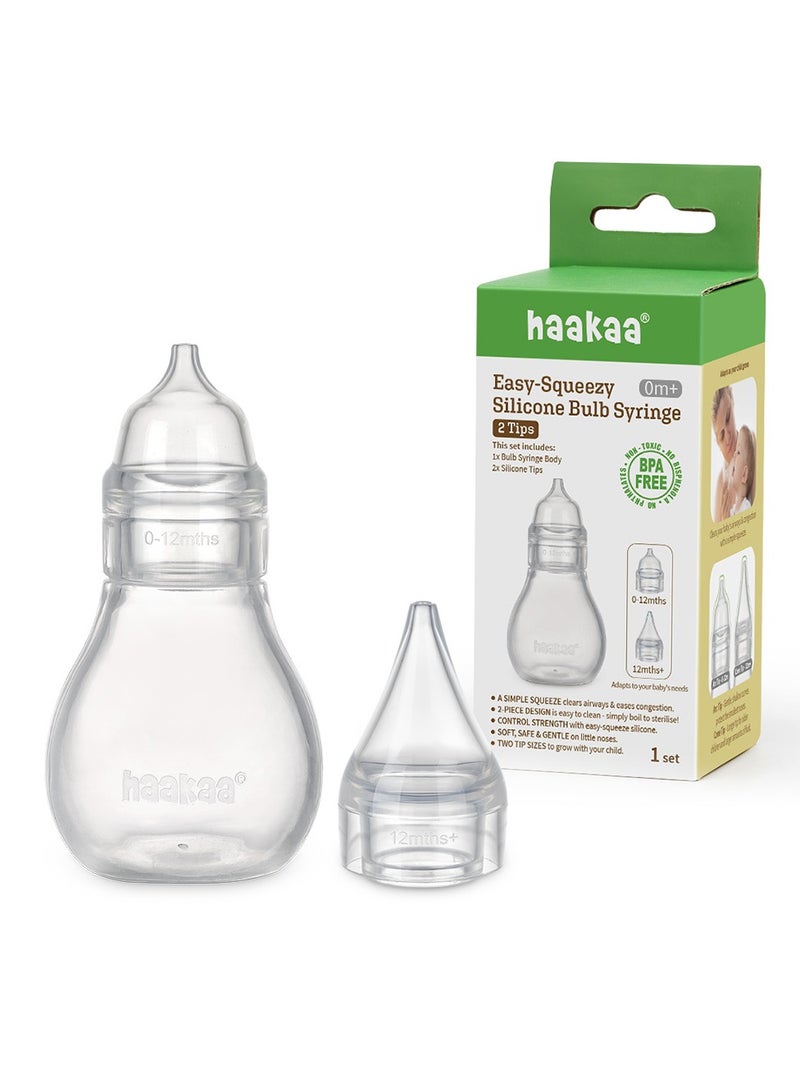 haakaa Silicone Baby Nasal Aspirator with 2 Tips – BPA-Free Nose Bulb Syringe & Easy-Squeeze Nose Cleaner for Newborns, Infants & Toddlers (0m+) - Image 1