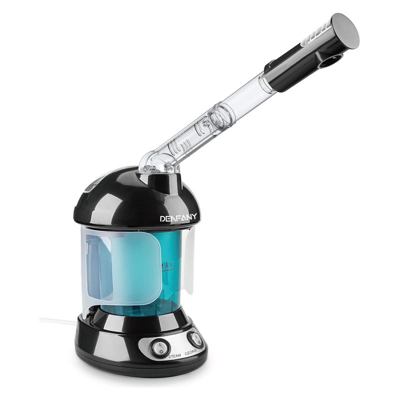 Facial Steamer DENFANY Nano Ionic Face Steamer with Extendable 360 Rotating Arm Portable Facial Steamer for Personal Care at Home or Salo Black
