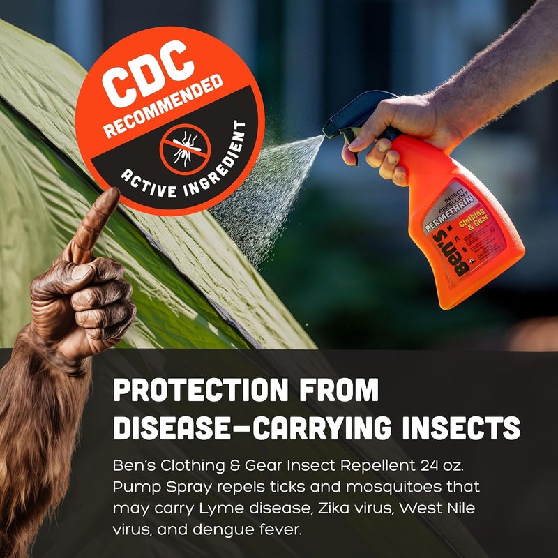 Ben's Clothing & Gear Insect Repellent - Long-Lasting Insect Protection Spray for Clothes & Gear - Contains Permethrin & Lasts Up to 6 Weeks - 24 fl oz - Image 4