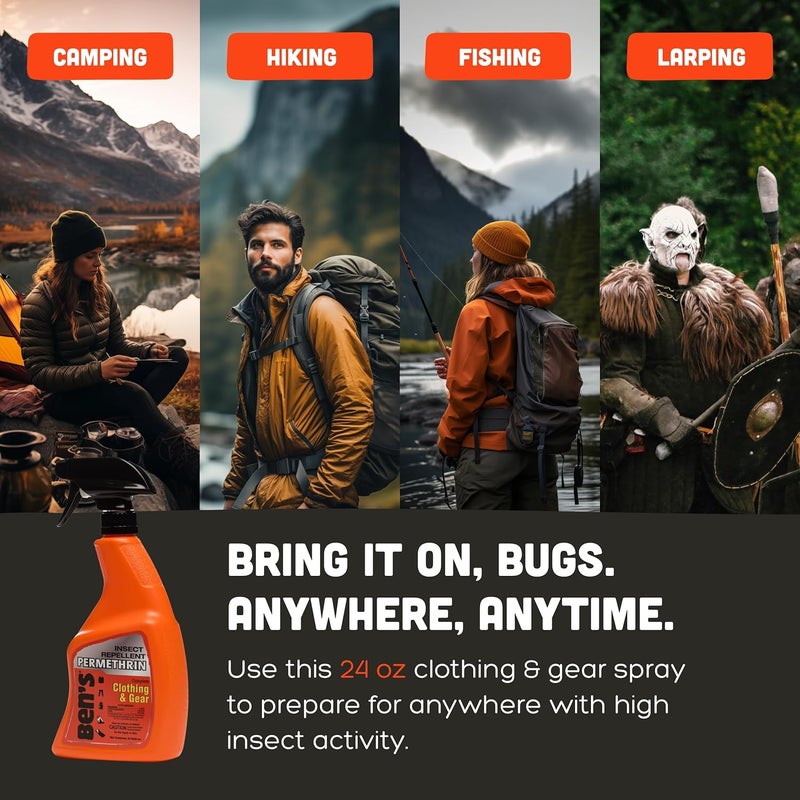 Ben's Clothing & Gear Insect Repellent - Long-Lasting Insect Protection Spray for Clothes & Gear - Contains Permethrin & Lasts Up to 6 Weeks - 24 fl oz - Image 5