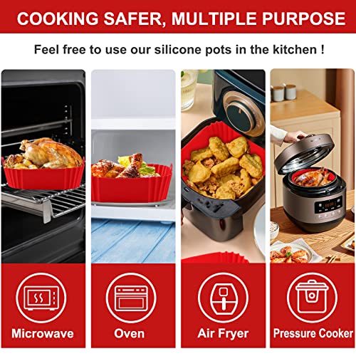 Apluskis 2-Pack Square Silicone Air Fryer Liners for 4-7QT, 8 Inch Silicone Air Fryer Liners Pot, Food Safe Air Fryer Oven Accessories, Replacement Of Parchment Paper, Reusable Air Fryer Silicone Inserts - Image 4