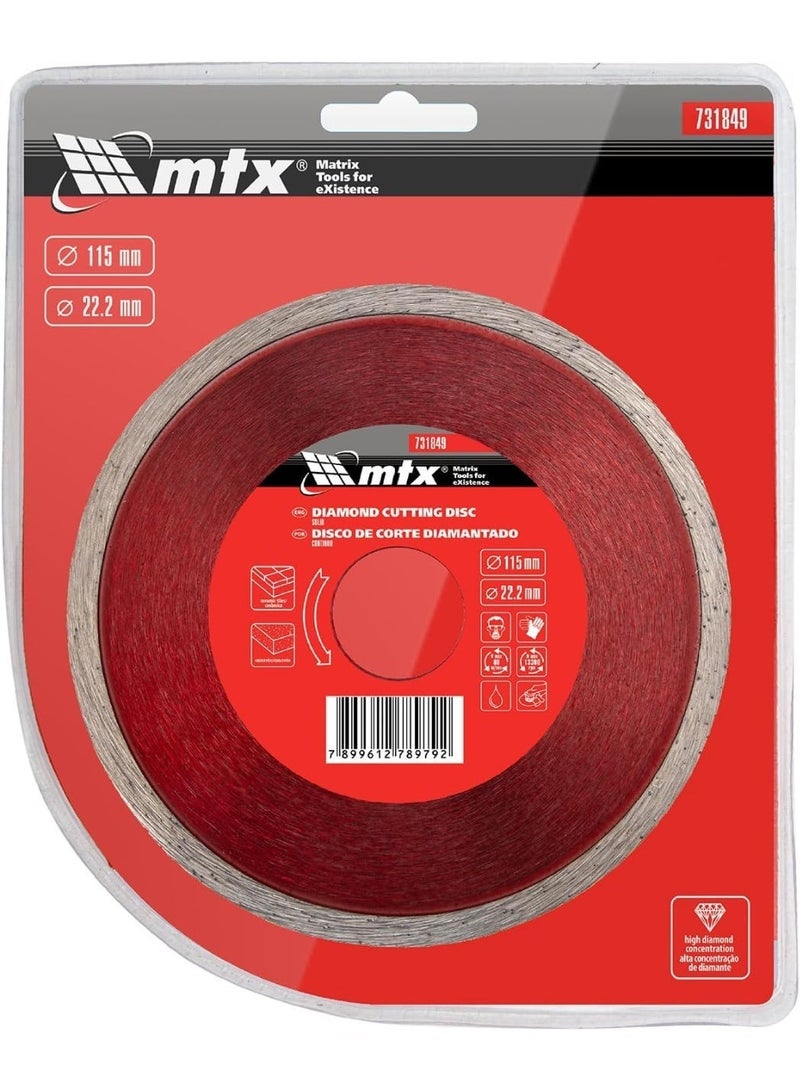 MTX Solid Diamond Cutting Disk for Wet Cutting (115 X 22,2 mm) - Image 1