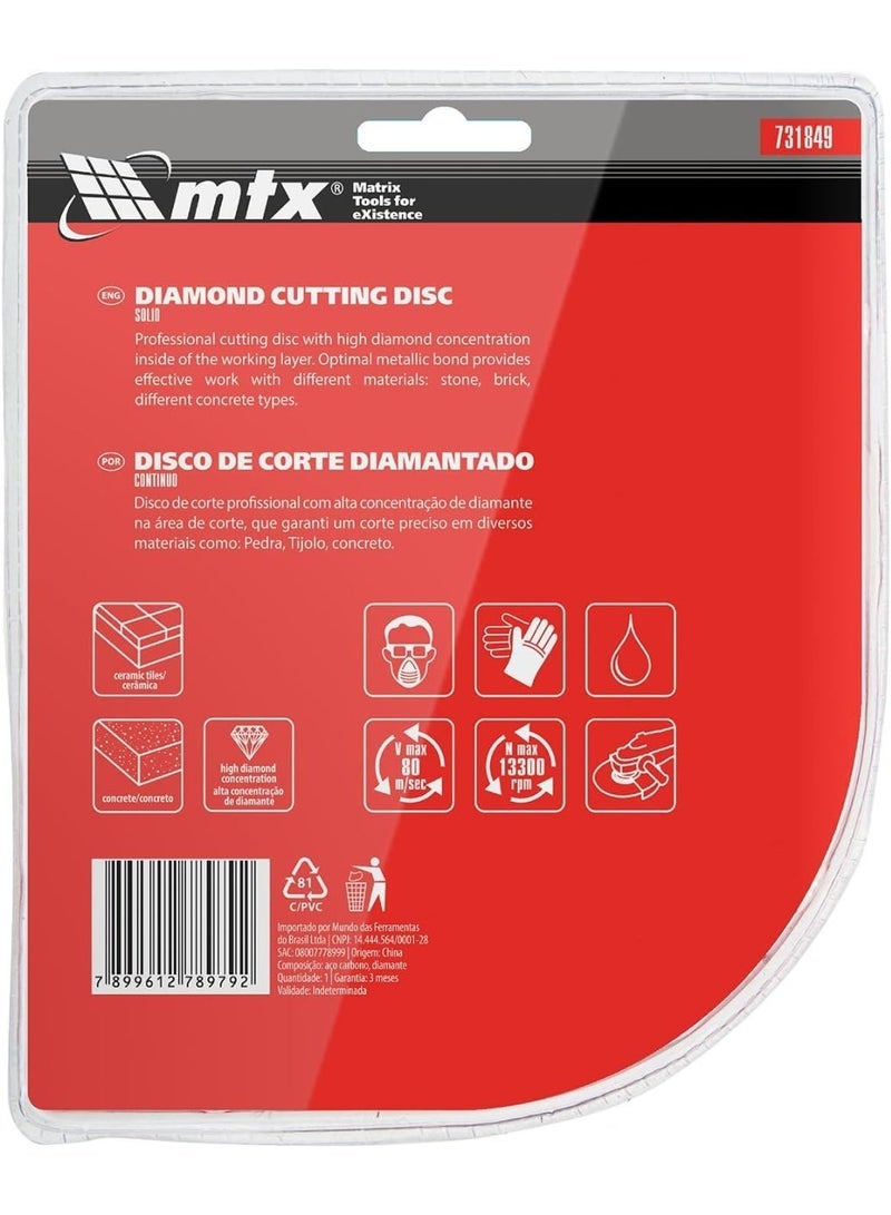 MTX Solid Diamond Cutting Disk for Wet Cutting (115 X 22,2 mm) - Image 2