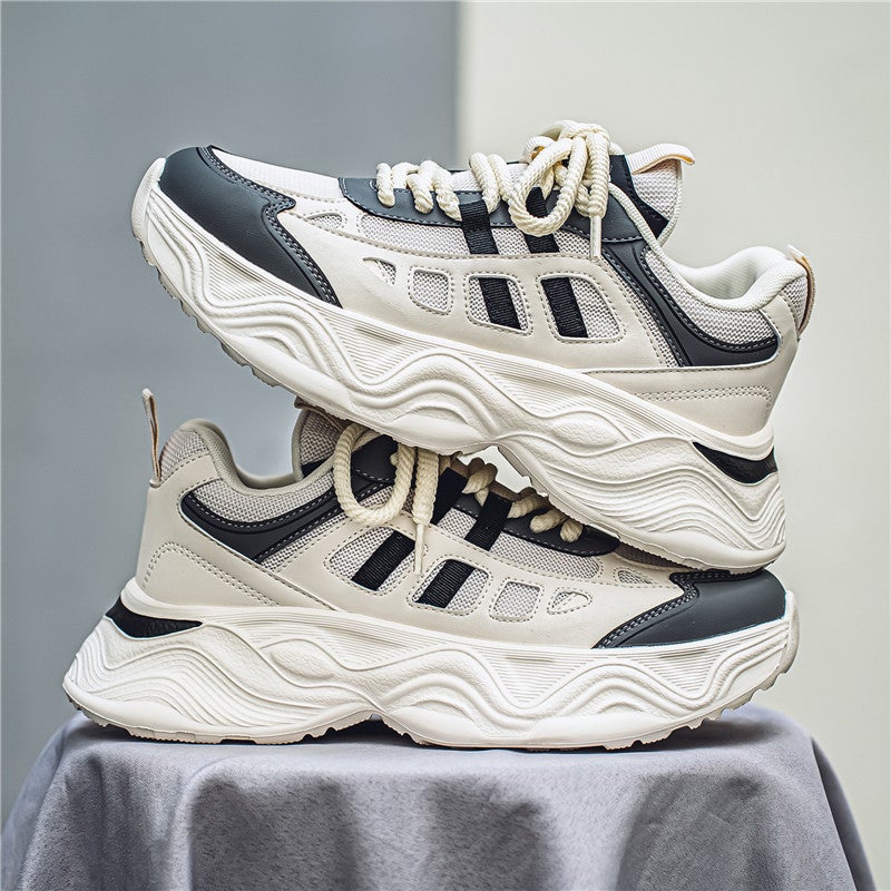 Torre Shoes Men'S Ins Trendy Retro Colorblock Thick Bottom Mesh Breathable Sneaker Korean Style Casual Running Shoes For Boys - Image 2