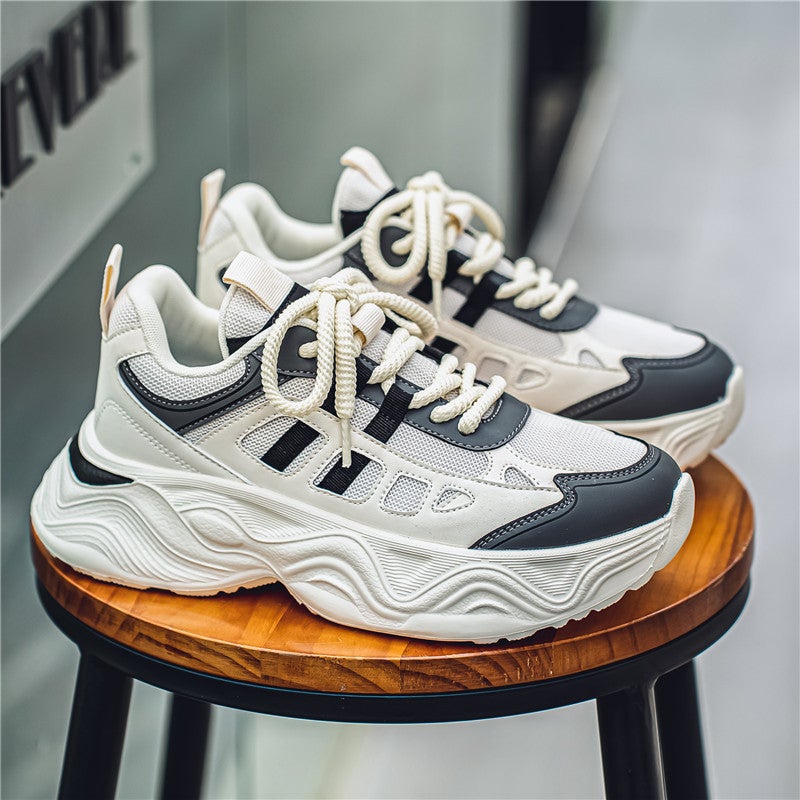 Torre Shoes Men'S Ins Trendy Retro Colorblock Thick Bottom Mesh Breathable Sneaker Korean Style Casual Running Shoes For Boys - Image 5