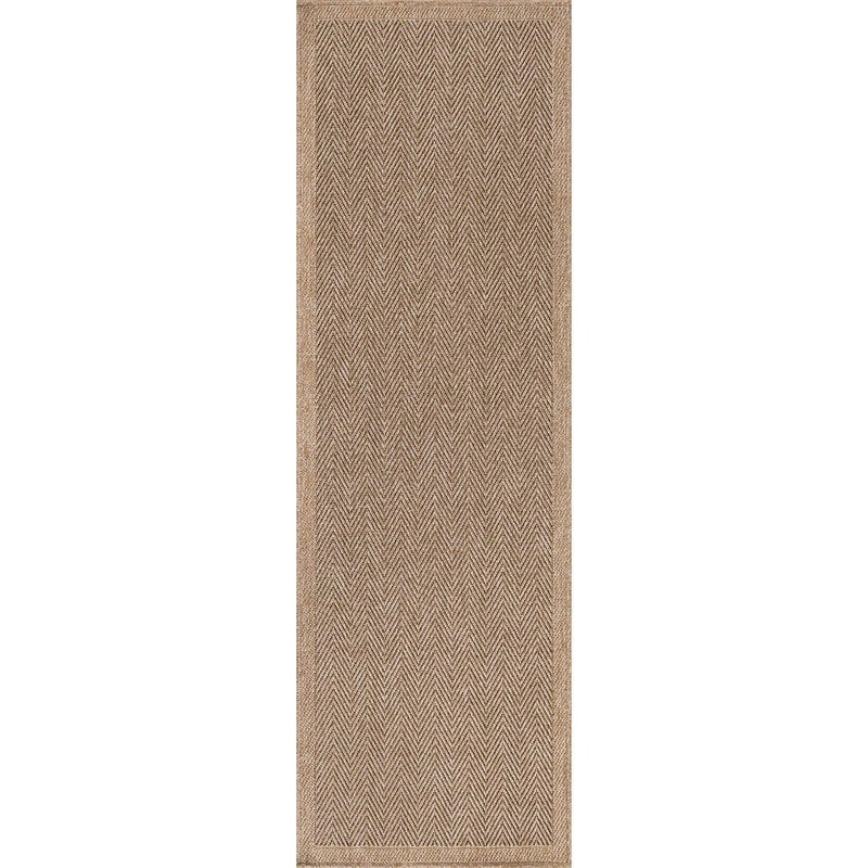 CAMILSON Indoor and Outdoor Runner Rug Natural Herringbone Seagrass Boho Design Easy-Cleaning Non Shedding Fiber Living Room Bedroom Garden Patio and Kitchen Washable Outside Carpet Alfombras (2x7) - Image 2