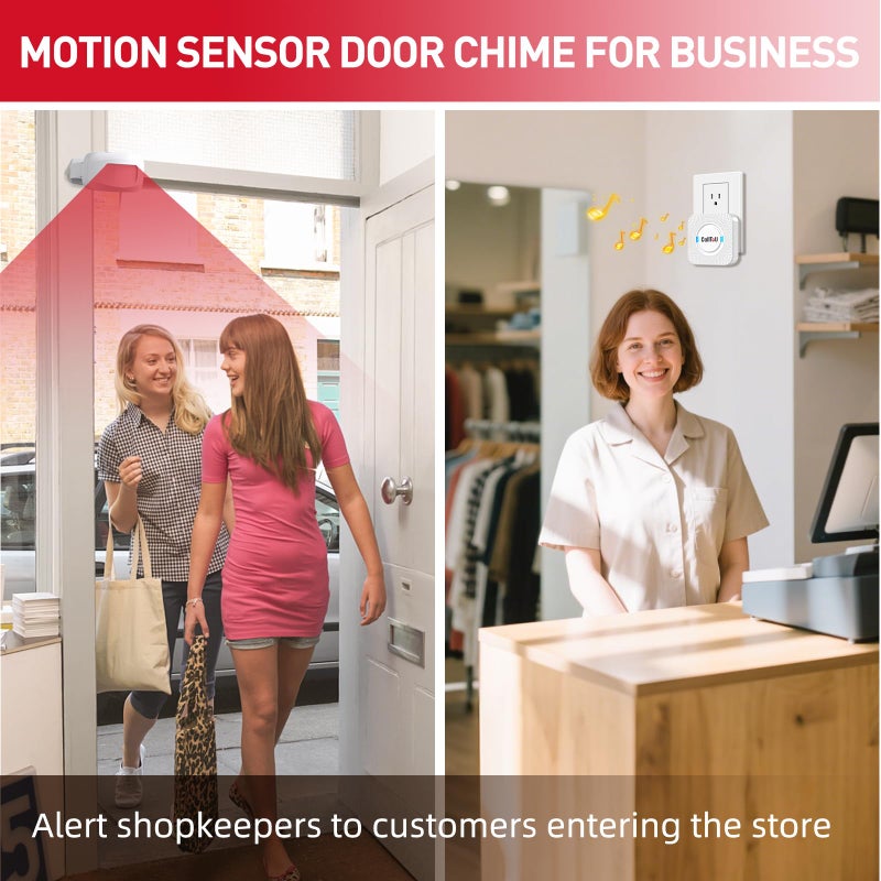 CallToU Wireless Motion Sensor Alarm Indoor Motion Detector Alarm, Bed Alarms for Elderly Dementia Patients, Motion Sensor Door Chime with 500 FT Range, 5 Adjustable Volume 1 Sensor + 1 Receiver - Image 5