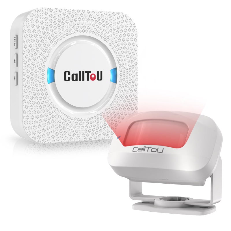 CallToU Wireless Motion Sensor Alarm Indoor Motion Detector Alarm, Bed Alarms for Elderly Dementia Patients, Motion Sensor Door Chime with 500 FT Range, 5 Adjustable Volume 1 Sensor + 1 Receiver - Image 1