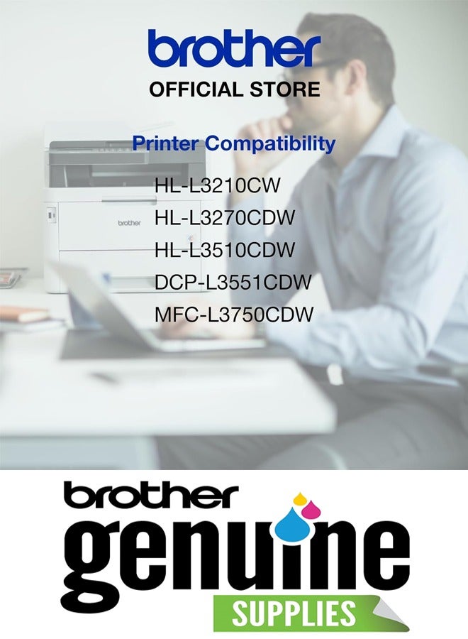 بروذر خراطيش حبر TN-273 CMYK الأصلية مجموعة كاملة عائد قياسي للاستخدام مع طابعة Brother HL-L3210CW، HL-L3270CDW، DCP-L3551CDW، DCP-L3510CDW، MFC-L3750CDW - حزمة 1 مجموعة - Image 2