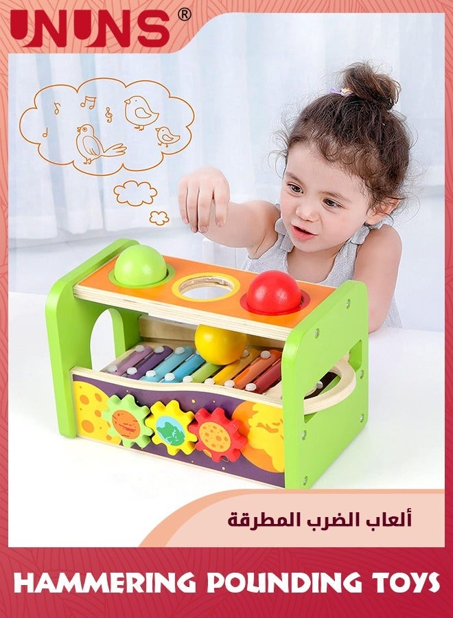 UNUNS ألعاب الطرق، إكسيليفون خشبي، ألعاب مونتيسوري للأطفال مع مطرقة خشبية وكرة، موسيقية للأطفال من 1 إلى 3 سنوات، هدية عيد ميلاد تعليمية - Image 5