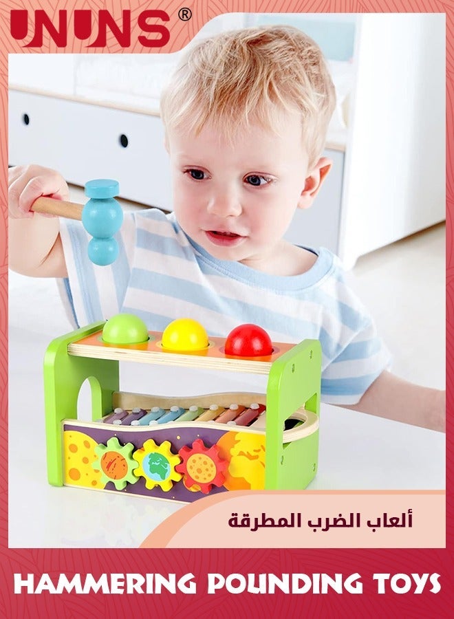 UNUNS ألعاب الطرق، إكسيليفون خشبي، ألعاب مونتيسوري للأطفال مع مطرقة خشبية وكرة، موسيقية للأطفال من 1 إلى 3 سنوات، هدية عيد ميلاد تعليمية - Image 4