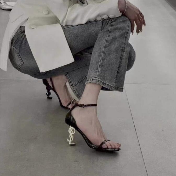 Women'S Sandals With Buckle 2022 Black Elegant High Heel Open Toe Stiletto Heel Fashion Shoes - Image 4