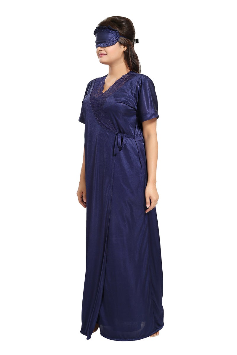 Noty Store Noty Women's Satin Solid Capri Nightwear Set Pack of 7 (Navy Blue, Free Size) - Image 4