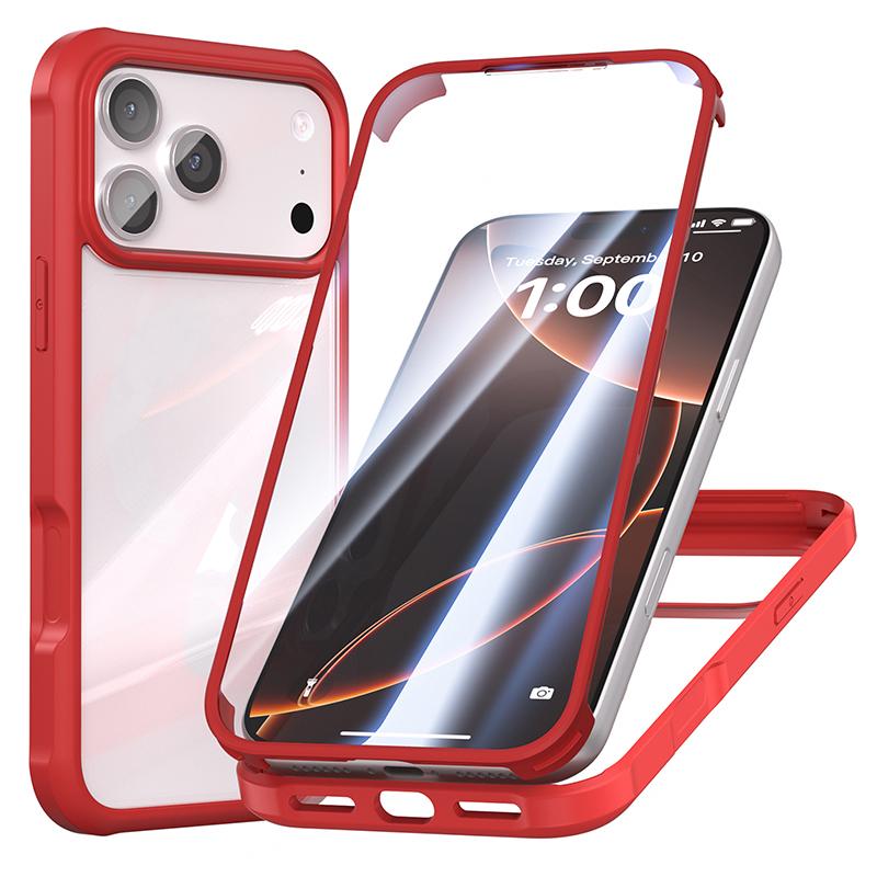 erorex For iPhone 17 Pro Double-sided Plastic Glass Phone Protective Case(Red) - Image 1