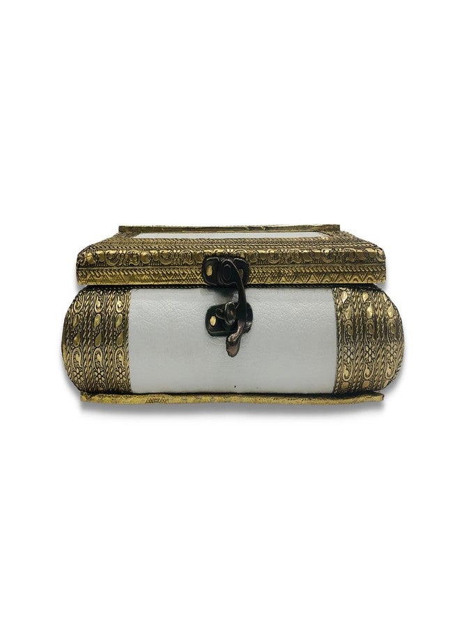 ROXA Decorative Empty Dry Fruit Box/Wooden Dry Fruit Box/Sweets Box/Oxidized Dry Fruit Box/Gift Box/Mukhwash Box, Sopari Box (4 Section Box) (Rajwadi White) - Image 3