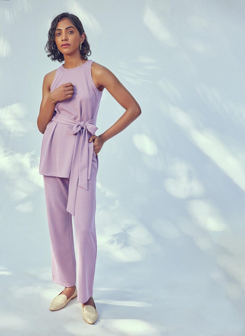 The Label Life Lilac Knit Front Tie Top – Stylish & Versatile - Image 1