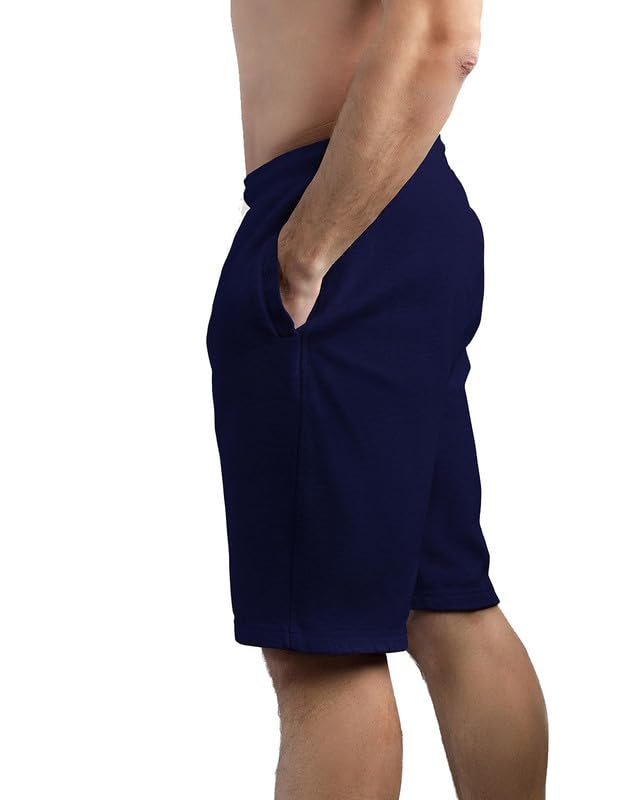 hotfits Men's Blue Cotton Solid Knee Length Shorts (XL) – Workout, Running & Nightwear Shorts with Elastic Waistband & 2 Side Pockets | Plus Sizes Also Available up to 8XL - Image 2
