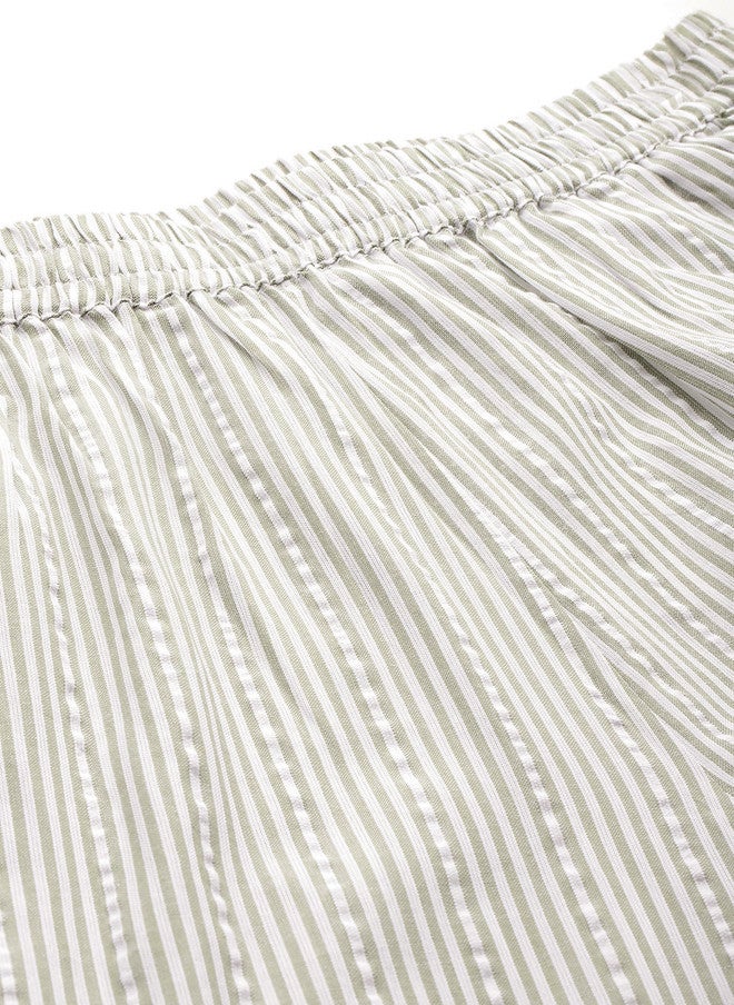 Rue Collection Striped Cotton Trousers for Women - Image 5