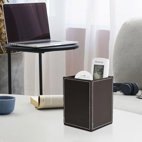 Fosinz Pen Pencil Holder Cup Container PU Leather Desk Organizer Stand Decor Brush Scissor Holder Decoration Office Desk Home School - Image 3