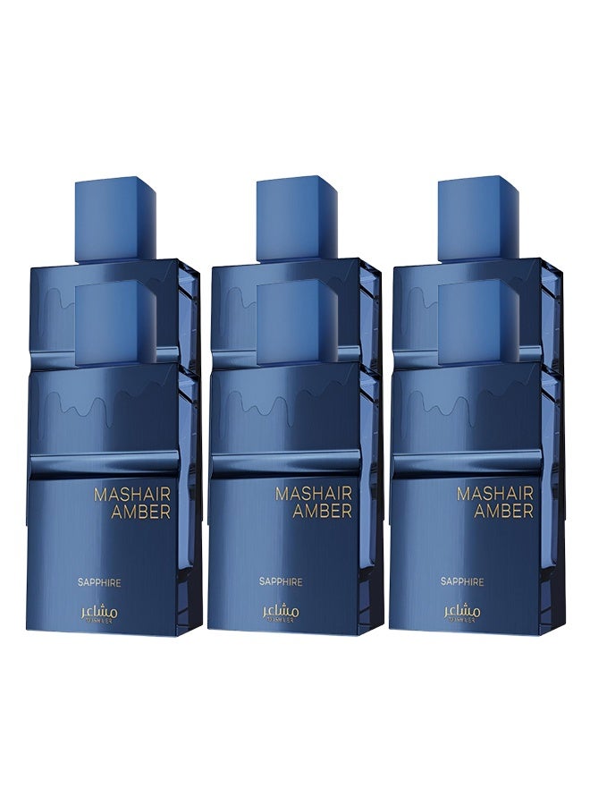 مشاعر 6 قطع عطر مشاعر عنبر سفاير للجنسين 100 مل - Image 1