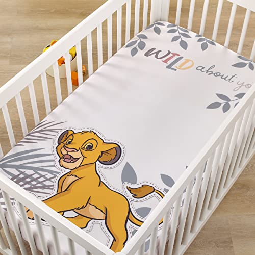 NoJo Disney Lion King Simba Tan, Sage, Gold and White Wild About You Nursery Photo Op Fitted Crib Sheet - Image 3