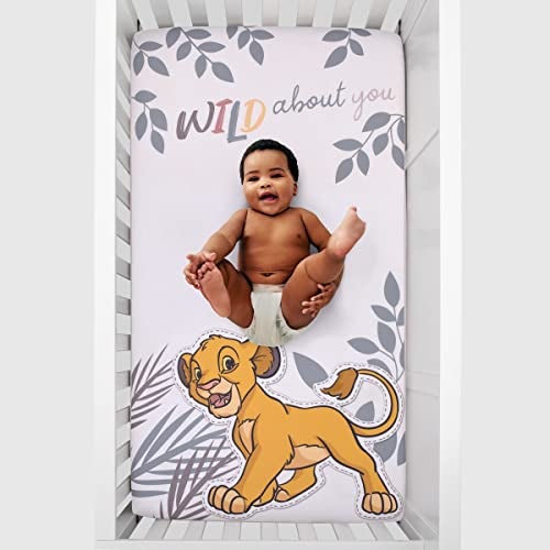 NoJo Disney Lion King Simba Tan, Sage, Gold and White Wild About You Nursery Photo Op Fitted Crib Sheet - Image 4