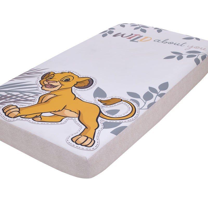 NoJo Disney Lion King Simba Tan, Sage, Gold and White Wild About You Nursery Photo Op Fitted Crib Sheet - Image 5