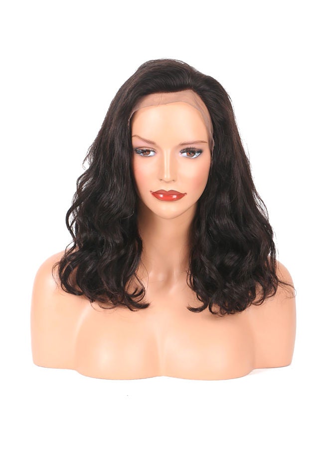 NIBEMINENT Wavy Human Hair Wig Black 12inch