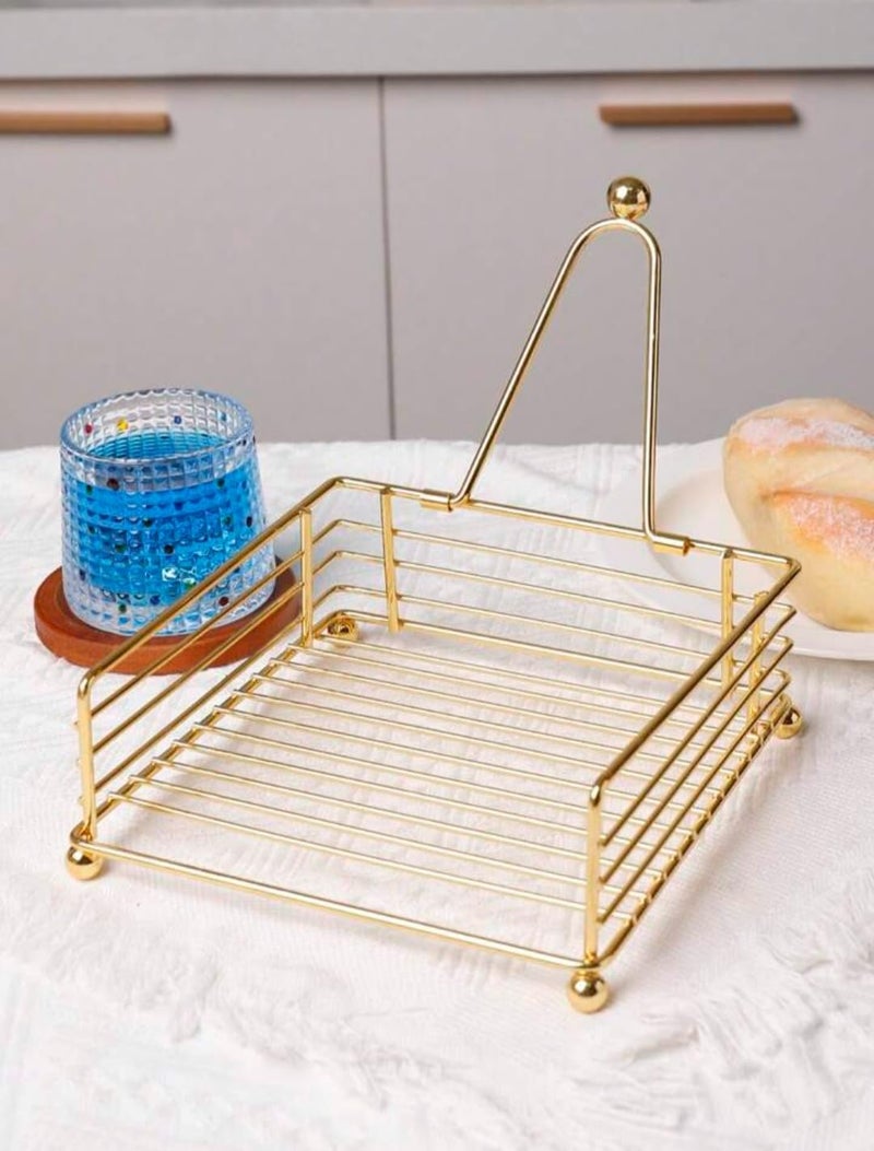 CentraLit Napkin Holder for Dining Table Square Shaped with Weighted Arm Modern Tissue Paper Holder for Kitchen Restaurant Farmhouse Gold Diwali Decoration Hotel Tableware Gold - Image 3