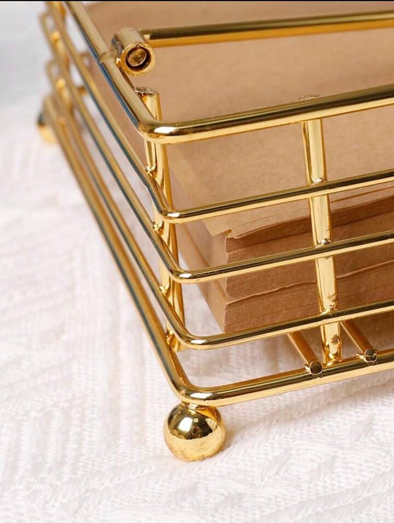 CentraLit Napkin Holder for Dining Table Square Shaped with Weighted Arm Modern Tissue Paper Holder for Kitchen Restaurant Farmhouse Gold Diwali Decoration Hotel Tableware Gold - Image 2