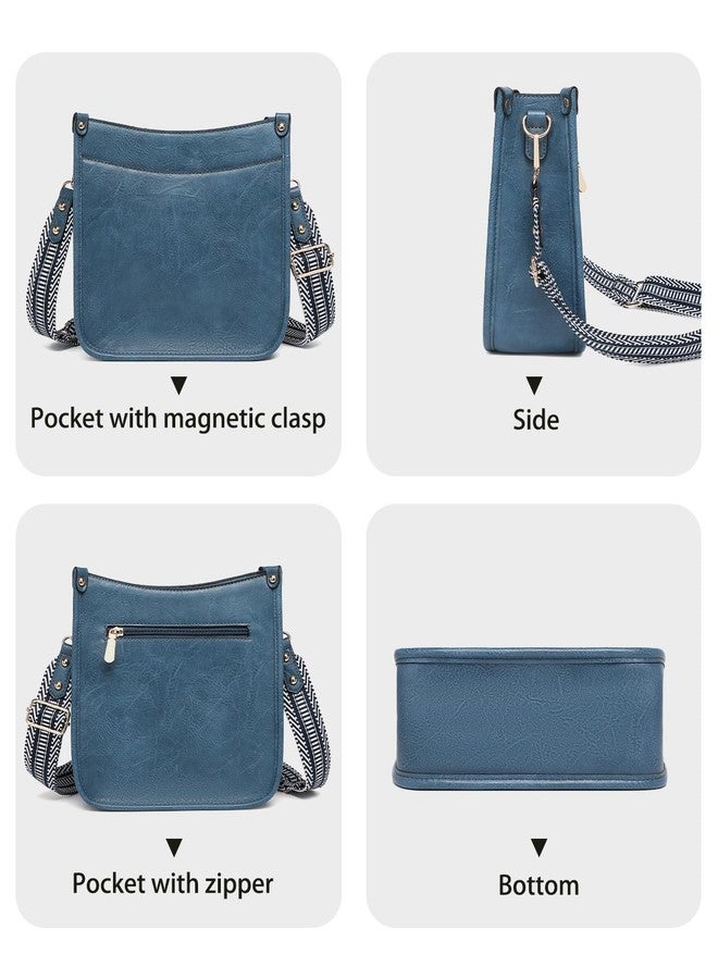 BAVERGE Purses for Women 3PCS, Crossbody Bags Set Large Leather Purse Shoulder Handbags with Wallet Adjustable Straps for Ladies Tote, Blue, Medium-12.2", Solid - Image 3