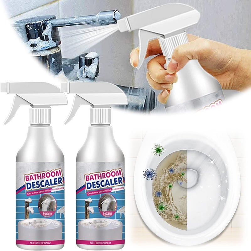 كلاراكو مزيل ترسبات الحمامات من كلارك، منظف مزيل ترسبات الحمامات، منظف البقع الصعبة، منظف الترسبات الكلسية لزجاج الدش، مزيل ترسبات الحمامات، رغوة مزيلة لترسبات الحمامات، بخاخ منظف الحمامات (قطعتان) - Image 1