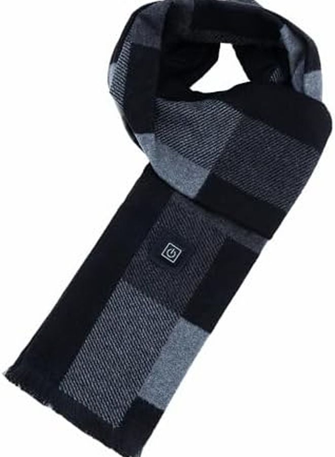 Black Plaid Heated Scarf for Women Men Neck Warmer 3 Temperature Settings Cold Weather - Image 1