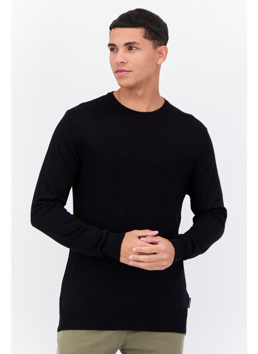 French Connection Men Crew Neck Knitted Sweater, Black  - Image 1