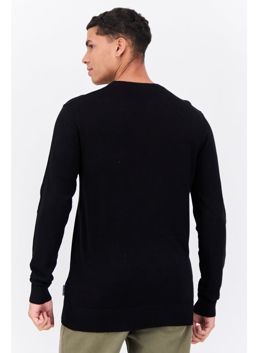 French Connection Men Crew Neck Knitted Sweater, Black  - Image 3