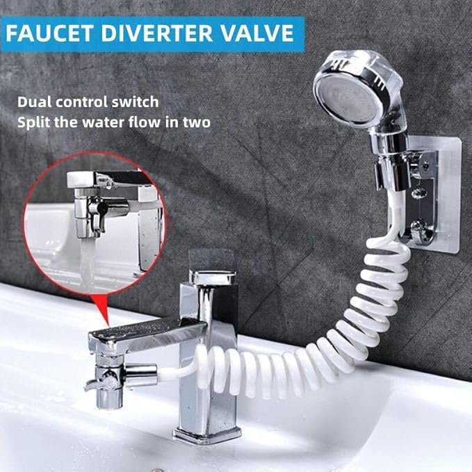VishBin VishBin Sink Shower Head Set ShockFree Shower Head Set External for Sink Extendable Taps Shower Head Set with 15 m Hose and Tap Dispenser for Cleaning Kitchen Bathroom - Image 4