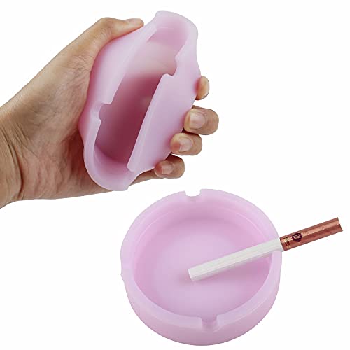 HOWDIA Luminous Silicone Ashtray | Round Rubber Ash Tray, High Temperature Heat Resistant, Glow-in-the-Dark Ashtrays 3 Pack for Indoor/Outdoor Use, Non-Slip Base Design - Image 2