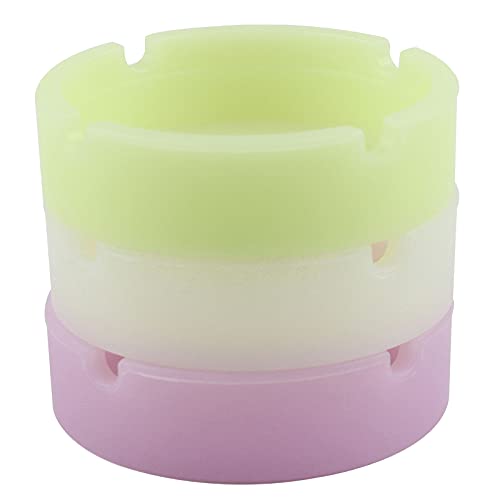 HOWDIA Luminous Silicone Ashtray | Round Rubber Ash Tray, High Temperature Heat Resistant, Glow-in-the-Dark Ashtrays 3 Pack for Indoor/Outdoor Use, Non-Slip Base Design - Image 3