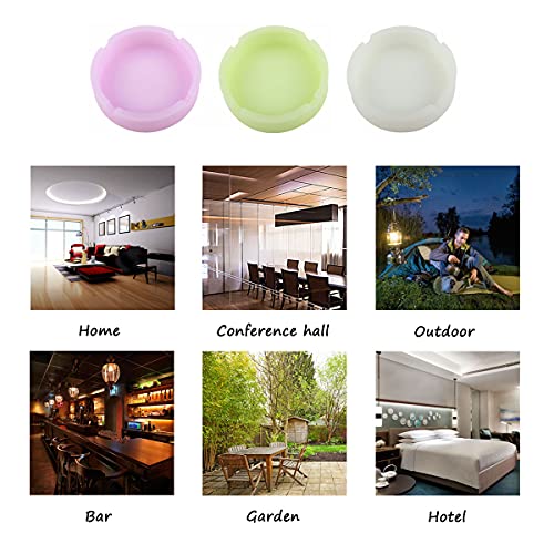 HOWDIA Luminous Silicone Ashtray | Round Rubber Ash Tray, High Temperature Heat Resistant, Glow-in-the-Dark Ashtrays 3 Pack for Indoor/Outdoor Use, Non-Slip Base Design - Image 5