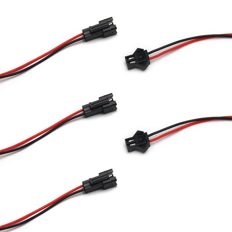 Fielect 5Pairs JST SM 2Pins Plug Male to Female Wire Connector 20cm Length EL Wire Cable Cord Connector 2.54mm Pitch - Image 4
