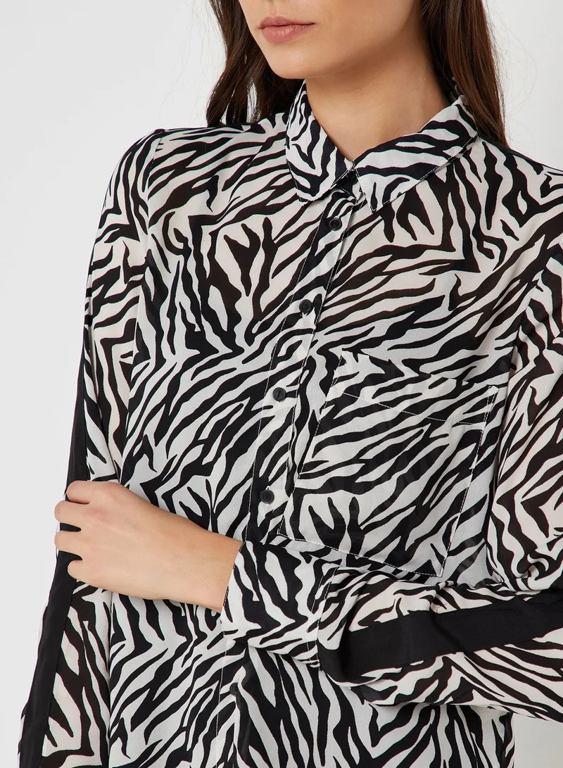 Reserved Zebra Print Long Sleeve Shirt