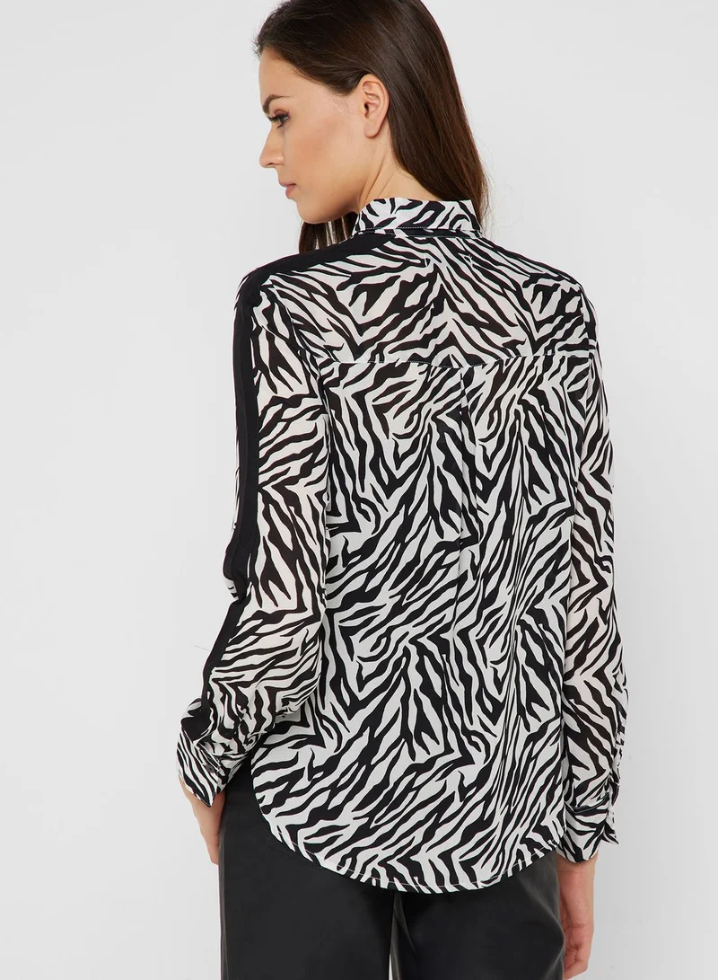 Reserved Zebra Print Long Sleeve Shirt