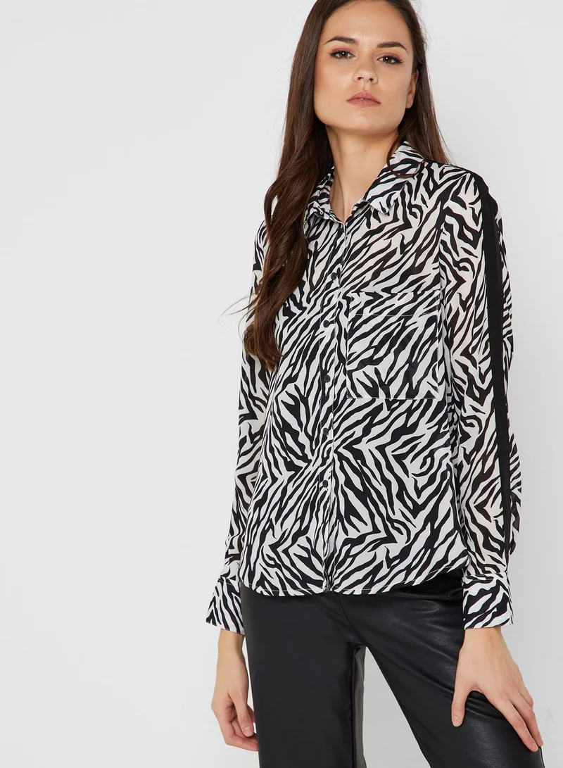 Reserved Zebra Print Long Sleeve Shirt