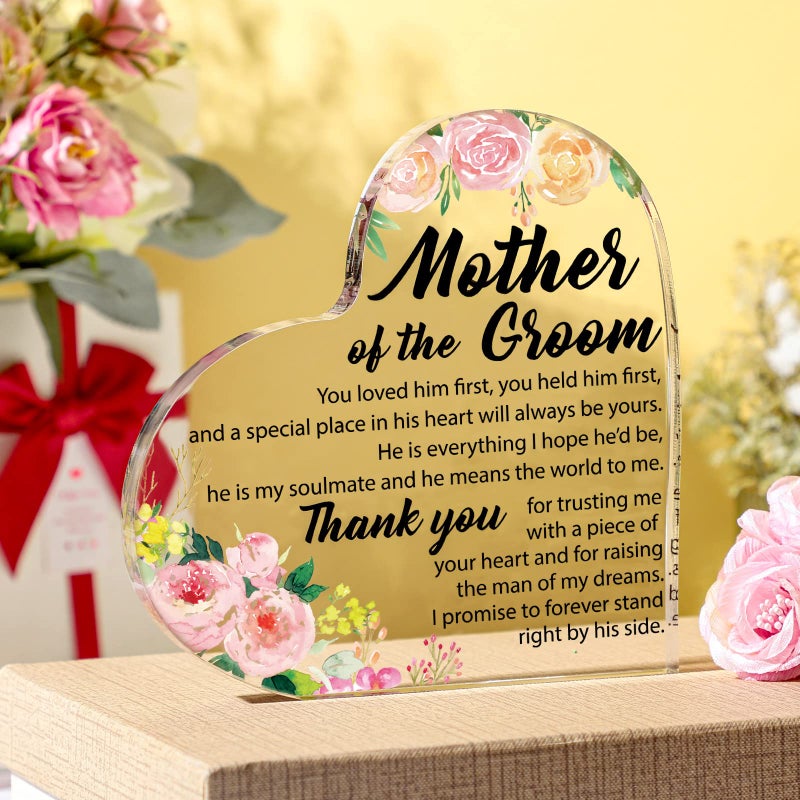 Yulejo Gift for Mother of the Groom from Bride Mother of the Groom Gifts Wedding Gifts Acrylic Square Heart Gift Thank You Gift for Mom Wedding Gifts for Mother of the Groom (Delicate Style) - Image 2