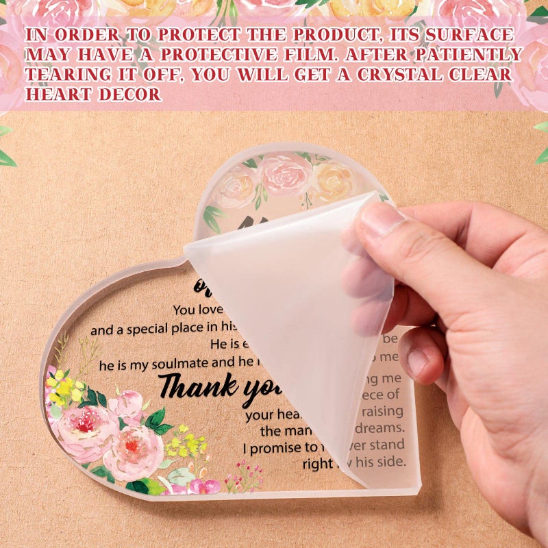 Yulejo Gift for Mother of the Groom from Bride Mother of the Groom Gifts Wedding Gifts Acrylic Square Heart Gift Thank You Gift for Mom Wedding Gifts for Mother of the Groom (Delicate Style) - Image 4