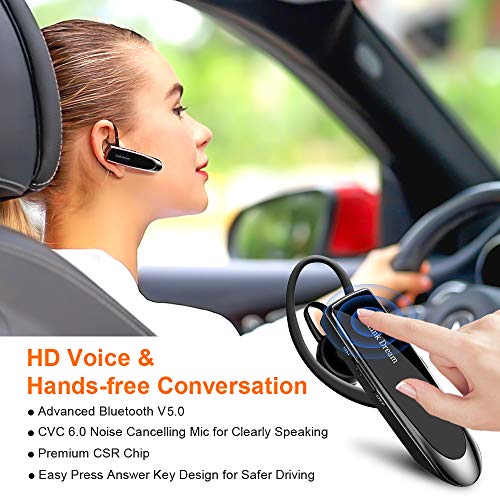 Link Dream Bluetooth Earpiece for Cell Phone Hands Free Wireless Headset Noise Cancelling Mic 24Hrs Talking 1440Hrs Standby Compatible with iPhone Android for Driver Trucker (2 Pack) - Image 2
