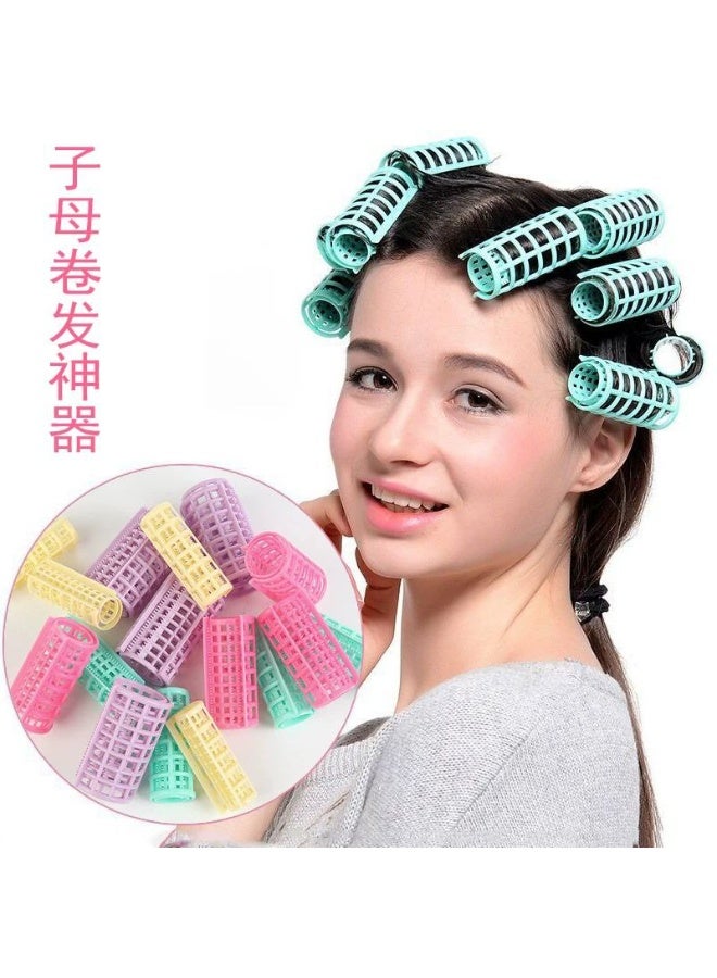Generic valueable 1 Multi-colored plastic hair rollers for heatless curling – 10-pack, easy to install and secure with snaps, for styling hair for girls and women of all hair types – multi-colored - Image 1