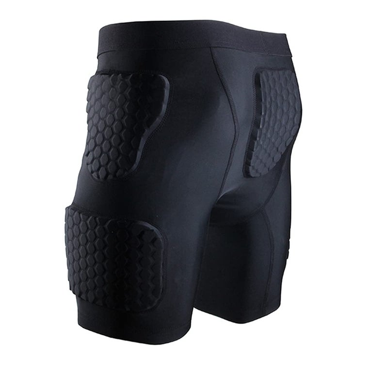 Topeter Padded Shorts for Men, Butt Pads for Skating, Compression Impact Shorts Butt Protection Hip Protector for Skateboard Basketball Football M Black - Image 1