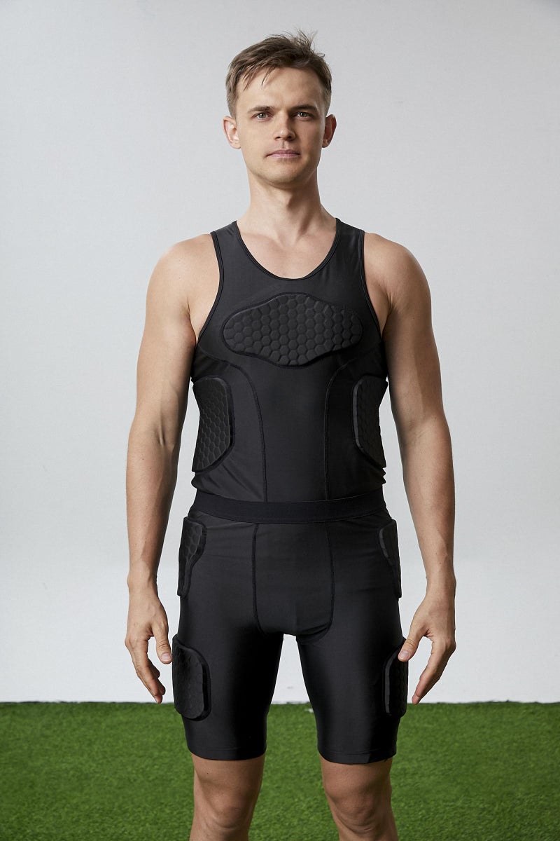 Topeter Padded Shorts for Men, Butt Pads for Skating, Compression Impact Shorts Butt Protection Hip Protector for Skateboard Basketball Football M Black - Image 4