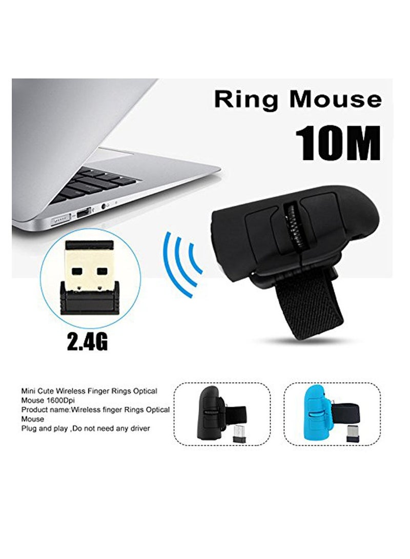 Wireless Finger Ring Mouse Universal 2.4 GHz USB 1600 Dpi Optical Mouse for All Laptop Notebook Tablet PC Desktop (Black)  - Image 4